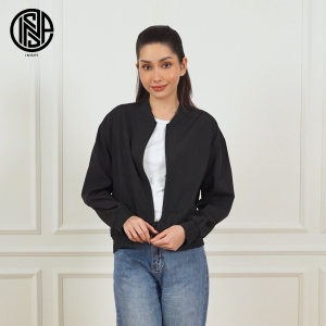 INSPI Korean-Style Cropped Bomber Jacket For Women Full Zipper with Pocket For Men Motorcycle Jacket Collection Korean Style