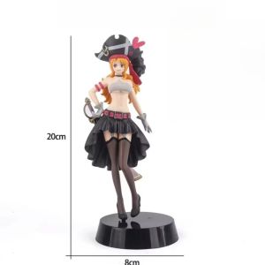 Bandai | 20CM Anime Nami Black Clothes Action Figure ONE PIECE FILM RED Dress Up Figurine PVC Collectible Model Toy Kid Gift