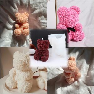 Flower Animal Candle Silicone Mold Rose Bear Rabbit Craft Mold for DIY Resin Plaster Romantic Gift for Girl Home Wedding Decor