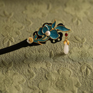 Handmade Black Ebony Hairpin Elegant Modern Simplicity Traditional Chinese Style Hair Accessories Floral Design Hairpin for Women