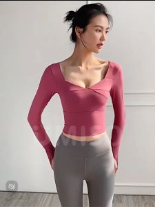 UMISO Womens Navel-Exposed Yoga Shirt Slim Fit Quick-Drying Running Breathable Fitness Sports Long Sleeve Top