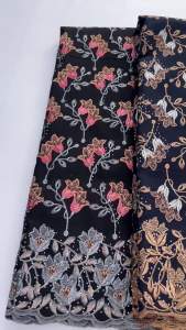 Luxury African Swiss Voile Cotton Fabric Embroidered Floral Rhinestones Scalloped Lace Edge For Women Wedding Party Dresses