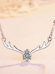 Silver Deer Antler Necklace Womens Fresh Forest System Design Birthday Gift Luxury Clavicle Chain Fashion Jewelry Accessory