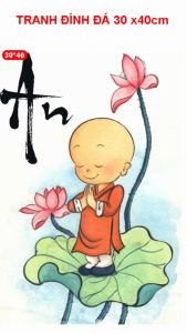 Tranh Chữ Thư Pháp - Tranh Đính Đá 5D Tự Hoàn Thành Kích Thước 40x30cm - Tranh Gắn Đá DIY