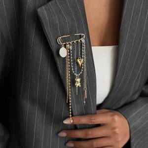 Ingemark | Ingemark Trendy Love Heart Bear Pendant Tassel Brooch for Women Fashion Versatile Suit Coat Pin Jewelry Accessory Gifts 2026 New