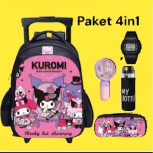 "NIQABIS"Tas Ransel Troli 5in1 Kuromi Anak Sekolah SD PAUD TK Anak Perempuan