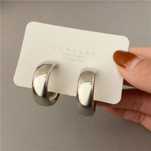 Trendy Simple Silver Color Hoop Earrings For Women Girl Circle Round Minimalist Earrings Party NEW C-shape Jewelry Gifts