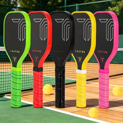 Sweet Spot Training Paddle -USAPA Approved Pickleball Trainer Practice Paddle Raw Carbon Fiber Particle Paint Frosted Surface Extra Long Handle 16mm Core Sweet Spot Training Paddle