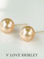 【 Minimalist Style 】 Nanyang Gold Pearl Ear Studs 18K Gold Natural Unoptimized Sea Pearls Plain Nail Simple Earrings. 