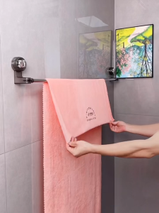 🇹🇭THKOK ราวแขวนผ้าขนหนู การติดตั้งถ้วยดูด การดูดซับที่แข็งแกร่ง ราวแขวนผ้าในห้องน้ำ ที่แขวนผ้าเช็ดตัว ชั้นวางผ้าขนหนู สามารถยืด​หด​ได้ สามารถถอดเก็บได้ ไม่ต้องเจาะรู สำหรับห้องน้ำ ราวแขวนผ้าเช็ดตัว