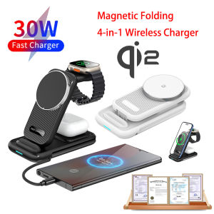 Qi2 15W 4 in 1 Magnetic Wireless Charger Stand with Speaker Fast Charging for Iphone Samsung Xiaomi OPPO Airpodsiwatch