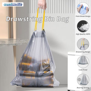 JustLiving 40/60/100Pieces Drawstring Trash Bag Garbage Bag Rubbish Bag Plastic Bag Thickened Automatic Closing Kitchen Garbage Bag Cleaning Tools Organizer Bag Breakpoint Toughened Handheld Closure Plastic Bags