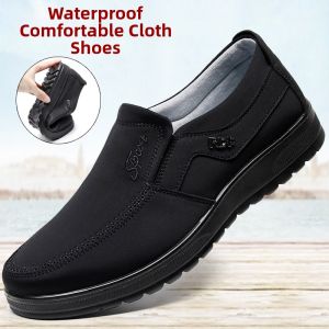 JIKE | Warm Lined Waterproof Breathable Slip On Shoes for Middle-aged and Elderly Men
