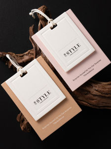 Custom Logo Pressed Thick Beige Garment Tags
