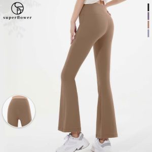 SUPERFLOWER Womens Fitness Yoga Slim Hip Lifting Quick Drying Breathable High Waist Elegant Wide Legs Flare Pants