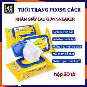Khăn Giấy Lau Giày Sneaker Siêu Sạch Hộp 30 Tờ Lau Túi Xách Ba Lô Không Cần Giặt Không Hoá Chất Làm Hại Da Tay Vải Giày Đa Năng