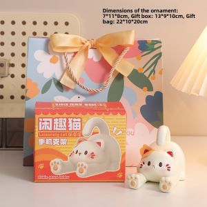 KAQIAO | Cute Cat Phone Stand Desk Ornament Mood Stabilizer