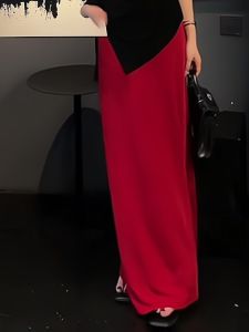 Elegant Red High Waist Fish Tail Skirt Womens Summer New Style French Lady Half Body Skirt Slimming Effect Korean Style