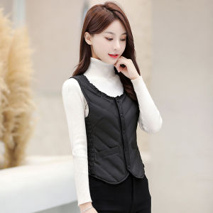 เสื้อกั๊กขนเป็ดแบบบางพอดีตัวสำหรับผู้หญิง ฤดูหนาวปี 2025 เสื้อกั๊กขนเป็ดแบบใส่ด้านใน เสื้อคลุมแบบมีฮู้ด แขนยาว ทรงเข้ารูป