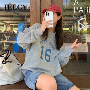 Ielgy in chữ cái Áo nỉ cổ tròn phong cách Học Viện mỏng mùa thu mới ngoại cỡ