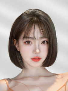 MENGSIQIAN | Stylish Natural Full-head Short Bob Wig All Human Hair Round Face