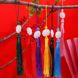 เครื่องประดับ จี้หยก ประดับพู่ สองด้าน สีขาว สไตล์โบราณ แฟชั่นฮั่นฝู สําหรับห้อยตกแต่ง - แฟชั่นฮั่นฝู