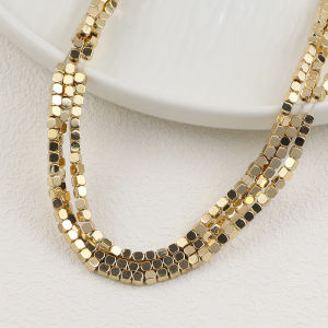 Hạt Đá Hematite Tự Nhiên Mạ Vàng Mờ Hình Vuông 2mm/3mm Hạt Rời Để Làm Đồ Trang Sức Tự Chế Vòng Tay Vòng Cổ Phụ Kiện