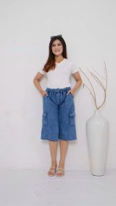 NHN JEANS - Kulot Cargo 7/8 Dewasa L XL JUMBO(XXL) Celana Kulot Jeans Cargo Wanita