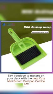 Cute mini broom dustpan small broom combo set office desktop laptop keyboard brush cleaning