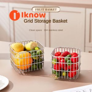 Tôi Biết 304 họa tiết lưới bằng thép không gỉ lưu trữ Giỏ-Trái Cây nhà bếp & RỬA RAU và giá phơi chén Lọc chậu rửa vuông cho tổ chức nhà