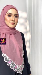 Tudung Bawal Ratu Sulam Exclusive | Tudung Bawal Cotton Sulam Berbatu - Lazada