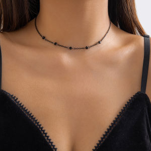 Lacteo Hạt Pha Lê Bóng Dây Chuyền Vòng Cổ Cho Nữ Màu Đen Đơn Giản Chuỗi Liên Kết Choker Trang Sức Thời Trang Cổ Cho Tiệc Cưới