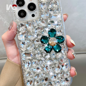 เพชรสำหรับ iPhone 14ProMax 14Max 13ProMax 13 12 ProMax 12 11 X Max 8P 3D ดอกไม้ Handmade หรูหราคริสตัลกรณี