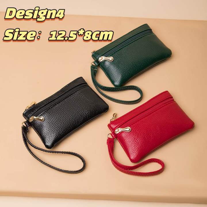 ️SG ️Coin Purse Key Pouch Card Holder Zip Simple Soft Leather Lazada