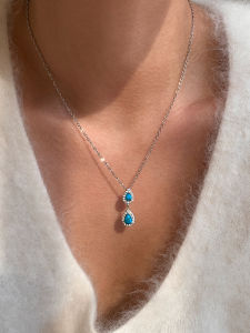 CAFFTI | Long Turquoise Pendant Necklace