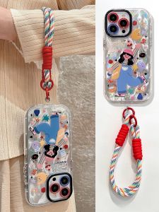 Zhaolu Si Opporeno12pro Phone Case Silicone Feather Mesh Lanyard Womens Style Anti-fall Compatible with Multiple Models