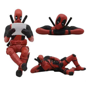 Bandai | 6PCS Anime Deadpool Doll Action Toys X-Men Automotive Home Office Mini Handheld Pendant Funny Cute Childrens Birthday Gifts