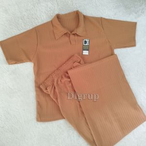 One Set Knit Crop Top Sierra Viral Terbaru Ukuran Jumbo / Setelan Wanita Atasan Crop Dan Celana Panjang Kulot Bahan Knit Hornet Maxiline Rib Big Size Crop Top Wanita