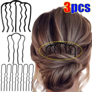 3PCS Black Hairpin Comb U Shape Braiding Twist Fork Curly Hair Clips Korean Fashion Women Styling Tool Hair Sticks Hair Accessories