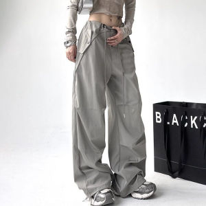 Retro American Work Pants Women Summer Parachute Loose Street Style Casual Large Pocket Long Trousers Draping Sporty