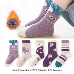 LIUZHISHU | Warm Coral Fleece Socks For Big Kids Girls
