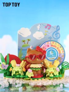 Sanrio Seaside Holiday Black Leather Kitty Hula Hawaii Assemble Building Blocks Hellokitty Gift for Women