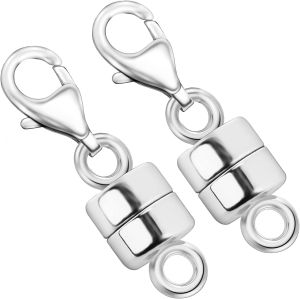 Magnetic Necklace Clasps and Closures with Lobster Clasp 14K Gold and Silver Plated Magnet Jewelry Clasps Converters