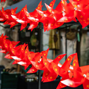 Outdoor Waterproof Star Wheel Decoration for National Day Celebration Scenic Atmosphere Arrangement Props Red Flag Hanging Ornament