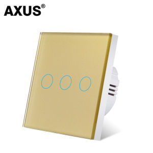 AXUS สวิตช์สัมผัส EU AC100-240V 1/2/3 Gang Interruttore ไฟ LED แบ็คไลท์แผงกระจกคริสตัลกระจกสวิทช์ประสาทสัมผัส
