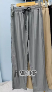 Seluar Lelaki Men Korean Style Loose Wide Leg Trousers Casual Straight Cut Drawstring Ice Silk Long Pants G08