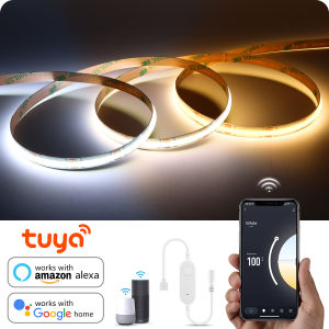Tuya Smart Life WiFi DC24V COB LED Strip Light 608LED/M CCT 2700K-6500K Dimmable Linear RA90 Flexible Ribbon Tape Alexa Lamp