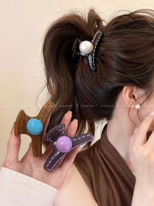 Korean Style High Ponytail Shark Clamp Womens Hair Accessories Fresh out Original Design Small Half Circle Pearl Clamp