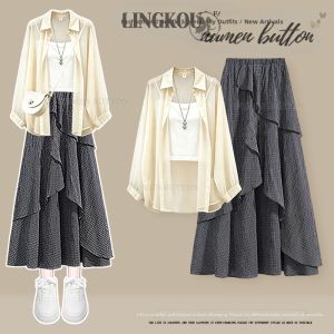 NUMEN BUTTON | Plus Size Summer Youthful Elegant Set