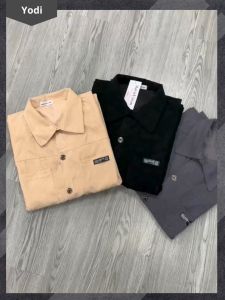 Áo Sơ Mi Nhung Tăm Dài Tay Nam Nữ Kiểu Dáng Màu Trơn Basic Phong Cách Ulzzang Thời Trang Yodi SO MI NAM 040